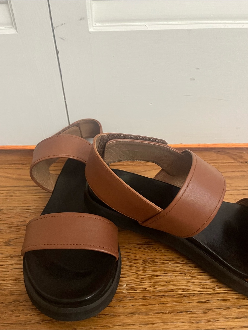 Double Strap Brown Leather Sandals by Flattered - Picture 2 of 5